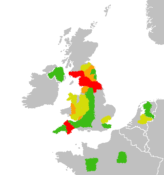 Severity of outbreaks of Foot and Mouth Disease in 2001; From Wikipedia